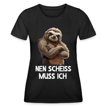 Faultier Sloth Wildnis Nen scheiss muss ich - Frauen Funktions-T-Shirt - Schwarz - Vorne - AI Model Female 172 light (172cm)