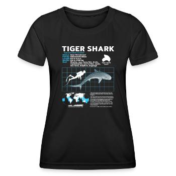 Requin tigre Fiche technique Fiche technique - T-shirt sport Femme - noir - Devant - AI Model Female 172 light (172cm)