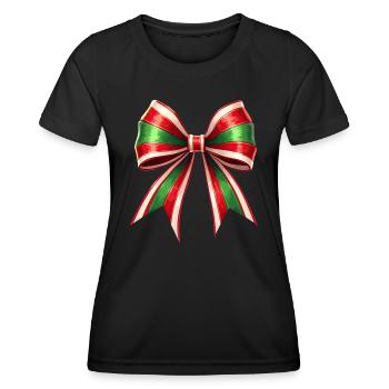 Weihnachtsgeschenk mit Zuckerrohrschleife - Frauen Funktions-T-Shirt - Schwarz - Vorne - AI Model Female 172 light (172cm)