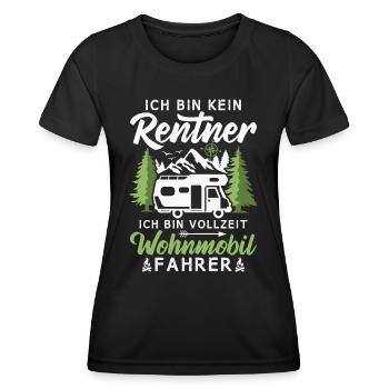 Camping Rentner Vollzeit Wohnmobil Camper - Frauen Funktions-T-Shirt - Schwarz - Vorne - AI Model Female 172 light (172cm)