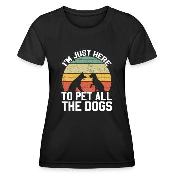 Vintage Je suis juste là pour caresser tous les chiens - T-shirt sport Femme - noir - Devant - AI Model Female 172 light (172cm)