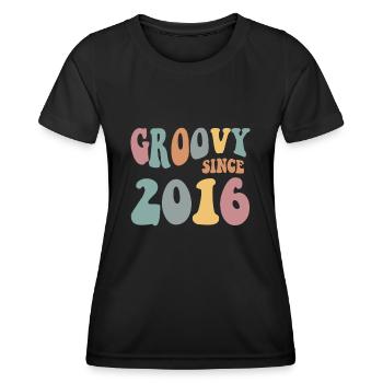 mb Groovy seit 2016 Retro Hippie Blume 6. - Frauen Funktions-T-Shirt - Schwarz - Vorne - AI Model Female 172 light (172cm)