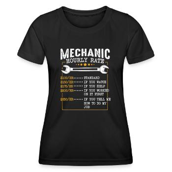 Mécanique Taux de main-d’œuvre horaire, Voiture de collègues - T-shirt sport Femme - noir - Devant - AI Model Female 172 light (172cm)