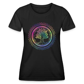 Yoga Arbre de vie Mandala Cadeau ésotérique - T-shirt sport Femme - noir - Devant - AI Model Female 172 light (172cm)