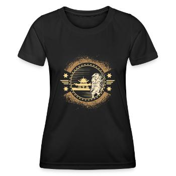 Japanischer Samurai Krieger mit Samurai und Ronin - Frauen Funktions-T-Shirt - Schwarz - Vorne - AI Model Female 172 light (172cm)