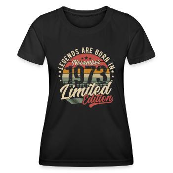 Novembre 1973 Vintage né cadeau d’anniversaire - T-shirt sport Femme - noir - Devant - AI Model Female 172 light (172cm)