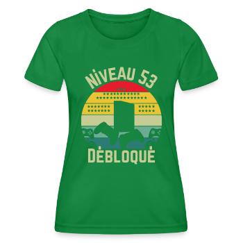 Level 53 Unlocked - Women's Functional T-Shirt - kelly green - Front - AI Model Female 172 dark (172cm)