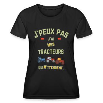 Ich kann nicht, ich habe meine Traktoren, die auf mich warten - Frauen Funktions-T-Shirt - Schwarz - Vorne - AI Model Female 172 light (172cm)
