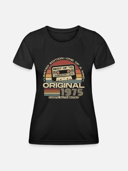 Original 1975 Vintage Anniversaire Rétro - T-shirt sport Femme - noir