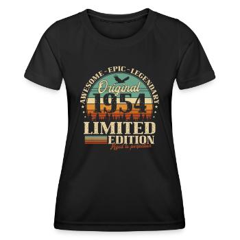 Original 1954 Limited Edition Vintage anniversaire - T-shirt sport Femme - noir - Devant - AI Model Female 172 light (172cm)