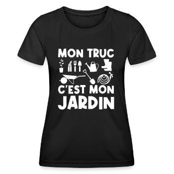 Mon truc c'est mon jardin - T-shirt sport Femme - noir - Devant - AI Model Female 172 light (172cm)