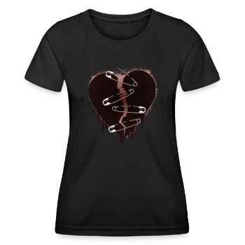 Gebrochenes Herz und Sicherheitsnadeln Geschenk - Frauen Funktions-T-Shirt - Schwarz - Vorne - AI Model Female 172 light (172cm)