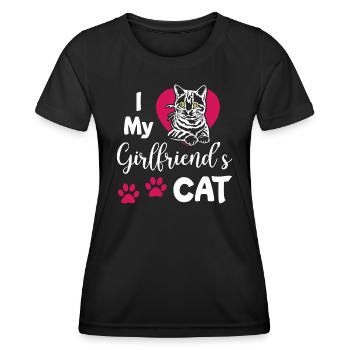 J’aime le chat de mes copines - T-shirt sport Femme - noir - Devant - AI Model Female 172 light (172cm)