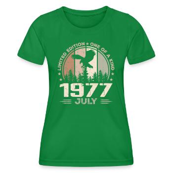 Incomparable since July 1977, 47th Anniversary - Women's Functional T-Shirt - kelly green - Front - AI Model Female 172 dark (172cm)
