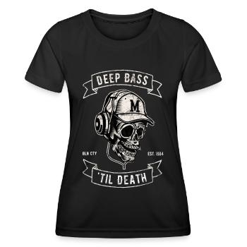 Deep Bass jusqu’à la mort | Conception minimale des basses et de l’électroérosion - T-shirt sport Femme - noir - Devant - AI Model Female 172 light (172cm)
