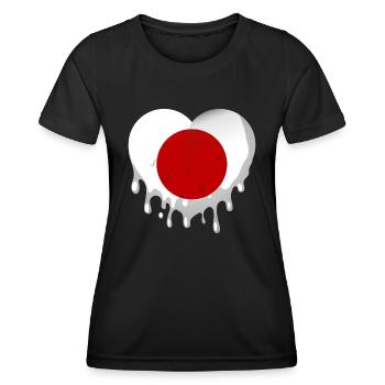 Japan Flag Heart Nihon Japanese Flag - Women's Functional T-Shirt - black - Front - AI Model Female 172 light (172cm)