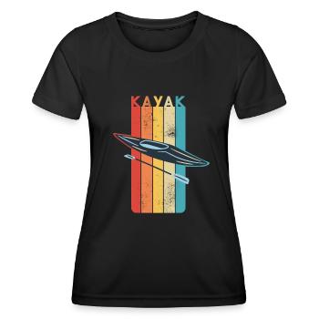 Retro Kayaking Kayak Gift for Kayaker - Women's Functional T-Shirt - black - Front - AI Model Female 172 light (172cm)