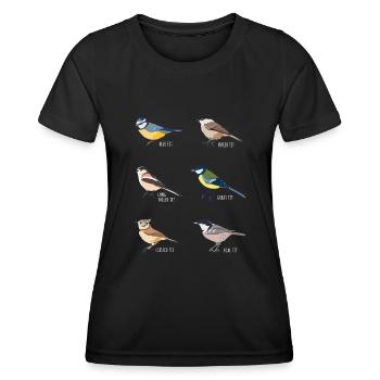 Vogelbeobachtungsgeschenk - Blaumeise, Kohlmeise - Frauen Funktions-T-Shirt - Schwarz - Vorne - AI Model Female 172 light (172cm)