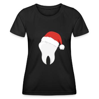 Cadeau de dent de chapeau de Noël de dents de dentiste - T-shirt sport Femme - noir - Devant - AI Model Female 172 light (172cm)