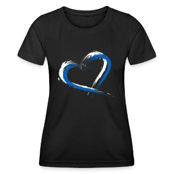 Heart flag Greece flag colors holiday - Women's Functional T-Shirt - black - Front - AI Model Female 172 light (172cm)