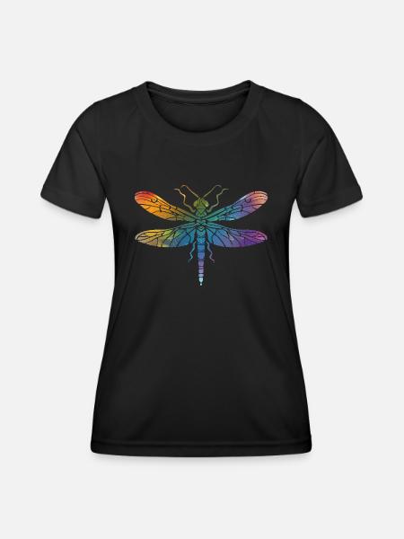 Libelle - Frauen Funktions-T-Shirt - Schwarz