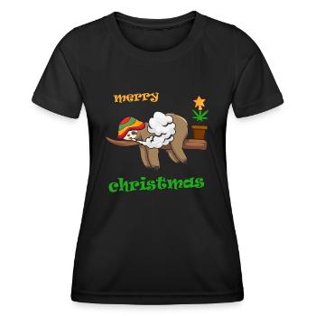 Feuille de chanvre chanvre joyeux Noël paresseux Chill - T-shirt sport Femme - noir - Devant - AI Model Female 172 light (172cm)