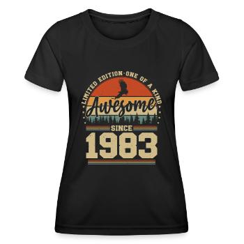 Vintage 1983 Birthday - Awesome since 1983 - Women's Functional T-Shirt - black - Front - AI Model Female 172 light (172cm)