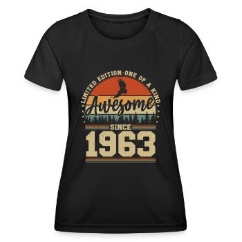 Jahrgang 1963 Geburtstag - Awesome since 1963 - Frauen Funktions-T-Shirt - Schwarz - Vorne - AI Model Female 172 light (172cm)