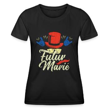 Enterrement de vie de garçon EVG Staff Marié Drôle - T-shirt sport Femme - noir - Devant - AI Model Female 172 light (172cm)