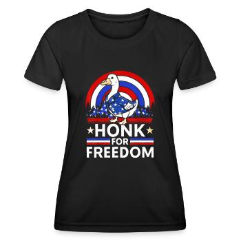 L’oie patriotique du 4 juillet klaxonne pour la liberté - T-shirt sport Femme - noir - Devant - AI Model Female 172 light (172cm)