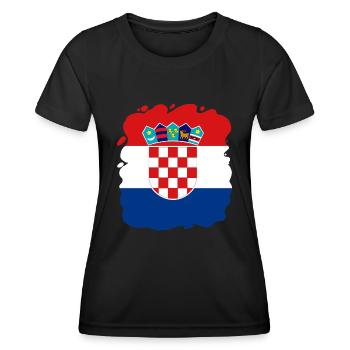 Kroatien Flagge Adria Zagreb Kroatische Fahne - Frauen Funktions-T-Shirt - Schwarz - Vorne - AI Model Female 172 light (172cm)
