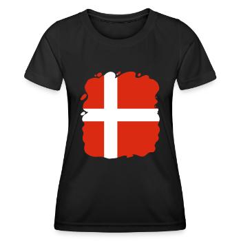 Dänemark Flagge Skandinavien Dänische Flagge Reise - Frauen Funktions-T-Shirt - Schwarz - Vorne - AI Model Female 172 light (172cm)