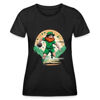 St. Patrick’s Day Shamrock Handball - T-shirt sport Femme - noir - Devant - AI Model Female 172 light (172cm)