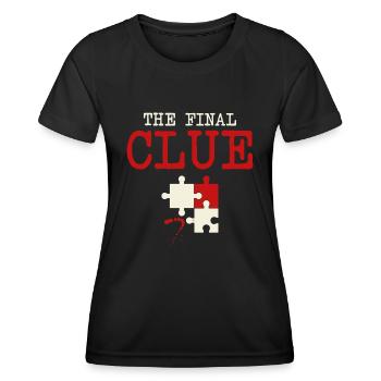 The Last Clue – Crime Dinner Puzzle "Tatort" - Women's Functional T-Shirt - black - Front - AI Model Female 172 light (172cm)