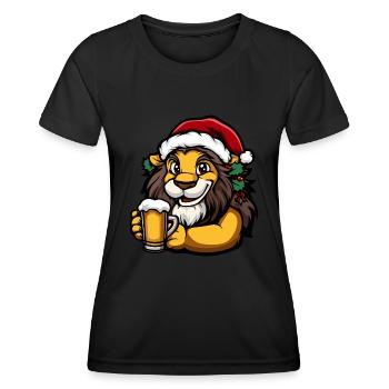 Lion Noël Bière Drôle - T-shirt sport Femme - noir - Devant - AI Model Female 172 light (172cm)