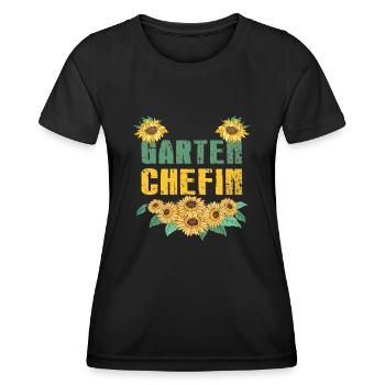 Garden Boss - Tenue de jardin Jardinier Tournesol - T-shirt sport Femme - noir - Devant - AI Model Female 172 light (172cm)