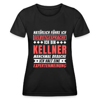 Ich führe Selbstgespräche - Kellner Edition - Frauen Funktions-T-Shirt - Schwarz - Vorne - AI Model Female 172 light (172cm)