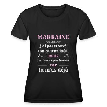marraine filleul tu mas deja humour marraine drole - T-shirt sport Femme - noir - Devant - AI Model Female 172 light (172cm)