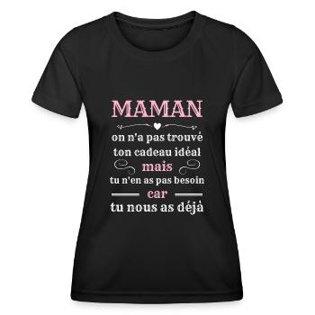 maman tu nous as deja humour fete des meres drole - T-shirt sport Femme - noir - Devant - AI Model Female 172 light (172cm)