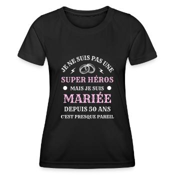 50 ans de mariage femme humour mariée cadeau drole - T-shirt sport Femme - noir - Devant - AI Model Female 172 light (172cm)