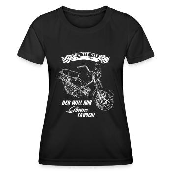 DER TUT NIX - DER WILL NUR SIMME FAHREN - Frauen Funktions-T-Shirt - Schwarz - Vorne - AI Model Female 172 light (172cm)