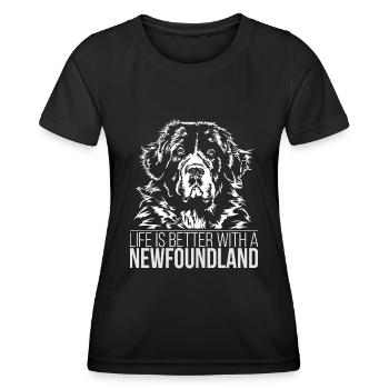 TERRE NEUVE La vie est meilleure L'idée de cadeau de Wilsign - T-shirt sport Femme - noir - Devant - AI Model Female 172 light (172cm)