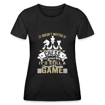 Chess Set-Funny Chess Set - Women's Functional T-Shirt - black - Front - AI Model Female 172 light (172cm)