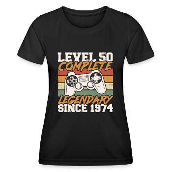 50. Geburtstag Level 50 Complete Jahrgang 1974 - Frauen Funktions-T-Shirt - Schwarz - Vorne - AI Model Female 172 light (172cm)