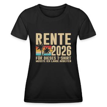 Rente 2026 Lange Arbeiten - Frauen Funktions-T-Shirt - Schwarz - Vorne - AI Model Female 172 light (172cm)