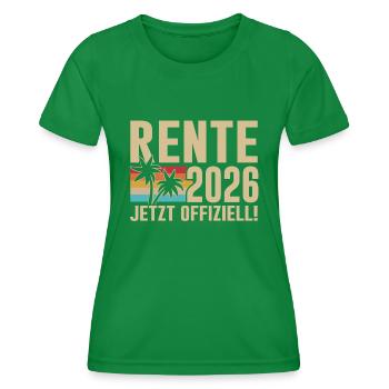 Rente 2026 Jetzt OFFIZIELL - Frauen Funktions-T-Shirt - Kelly Green - Vorne - AI Model Female 172 dark (172cm)