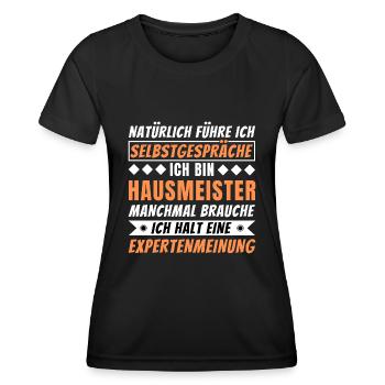 Ich führe Selbstgespräche - Hausmeister Edition - Frauen Funktions-T-Shirt - Schwarz - Vorne - AI Model Female 172 light (172cm)