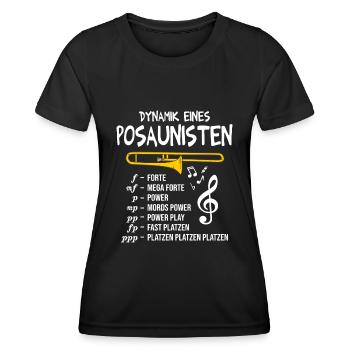 Posaune Dynamik eines Posaunisten Blasmusik - Frauen Funktions-T-Shirt - Schwarz - Vorne - AI Model Female 172 light (172cm)