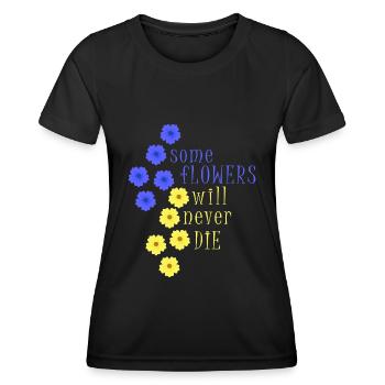 ukraine peace kiev crimea free ukrain flower - Women's Functional T-Shirt - black - Front - AI Model Female 172 light (172cm)