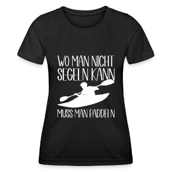 Kajak Geschenkidee Kanu Paddeln Kajakfahren - Frauen Funktions-T-Shirt - Schwarz - Vorne - AI Model Female 172 light (172cm)